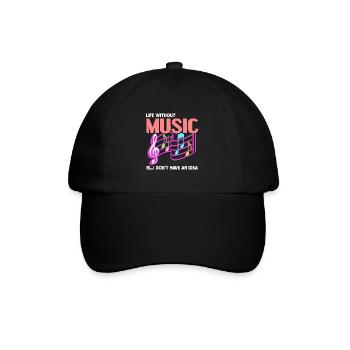 Life Without Music Is.. I Don't Have An Idea - Baseballkappe - Schwarz/Schwarz - Vorne