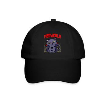 Dracula Halloween Katze - Baseballkappe - Schwarz/Schwarz - Vorne