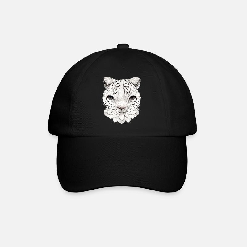 Little cat in comic style - Baseball Cap - black/black