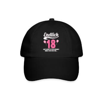 Endlich 18 aber Eltern leben bei mir 18 Geburtstag - Baseballkappe - Schwarz/Schwarz - Vorne