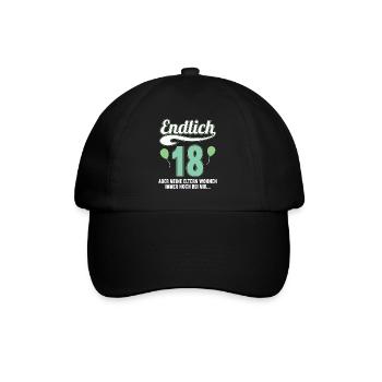 Endlich 18 aber Eltern leben bei mir 18 Geburtstag - Baseballkappe - Schwarz/Schwarz - Vorne