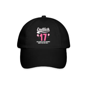Endlich 17 aber Eltern leben bei mir 17 Geburtstag - Baseballkappe - Schwarz/Schwarz - Vorne