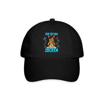 Zocken Gaming Der Tut Nix Der Will Nur Zocken - Baseballkappe - Schwarz/Schwarz - Vorne