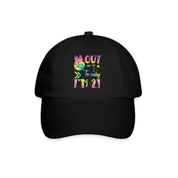 Peace Out Twenty I'm 21 | Tie Dye Themed - Baseballkappe - Schwarz/Schwarz - Vorne