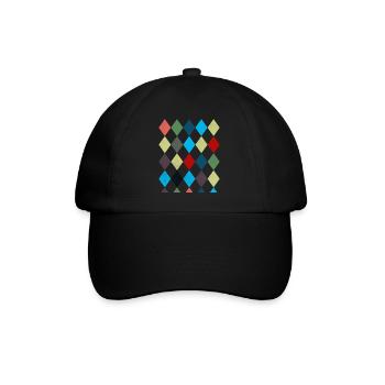 Rhombus Weißes Rotes Kostüm Halloween Anzug - Baseballkappe - Schwarz/Schwarz - Vorne