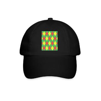 Rhombus Yellow Red Green Costume Halloween Suit - Baseball Cap - black/black - Front