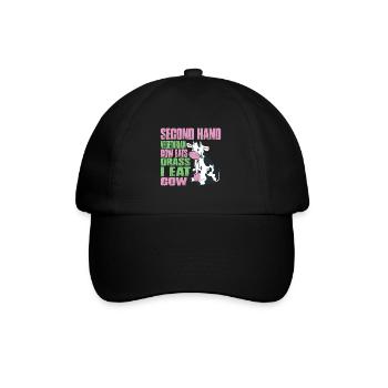 Second Hand Vegetarian, Cow Eats Grass, I Eat Cow - Baseball Cap - black/black - Front