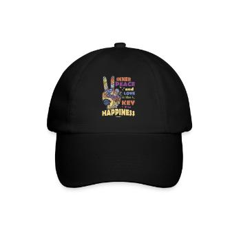 innerer Frieden Peacezeichen zwei Finger - Baseballkappe - Schwarz/Schwarz - Vorne