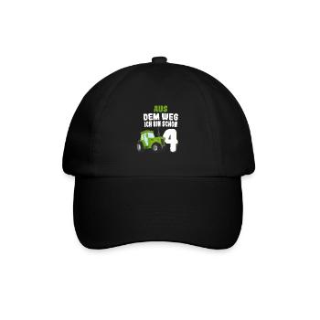 Aus Dem Weg Ich Bin Schon 4 Traktor Geburtstag Kin - Baseballkappe - Schwarz/Schwarz - Vorne