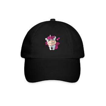 Niedliches Einhorn mit Herzen - Baseballkappe - Schwarz/Schwarz - Vorne