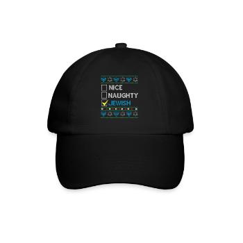 Hanukkah Jewish Ugly Christmas - Nice Naughty Jewi - Baseballkappe - Schwarz/Schwarz - Vorne