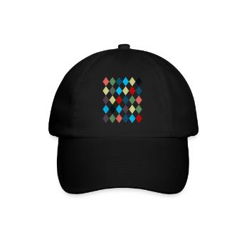 Rhombus Weißes Rotes Kostüm Halloween Anzug - Baseballkappe - Schwarz/Schwarz - Vorne