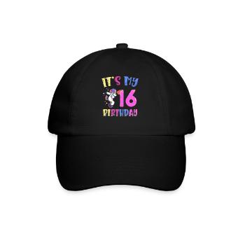 It's my 16th birthday dabbing unicorn pony - Baseball Cap - black/black - Front