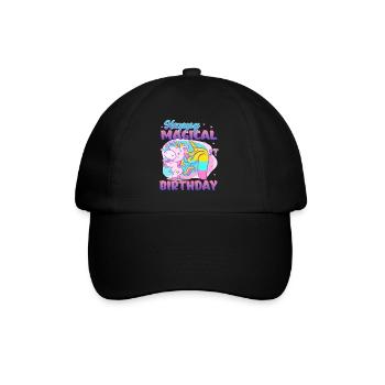 Happy Magical 1st Birthday Einhorn Pony - Baseballkappe - Schwarz/Schwarz - Vorne