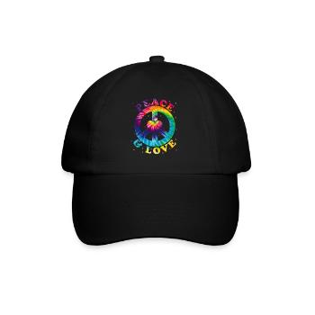 Frieden Liebe Hippie - Baseballkappe - Schwarz/Schwarz - Vorne