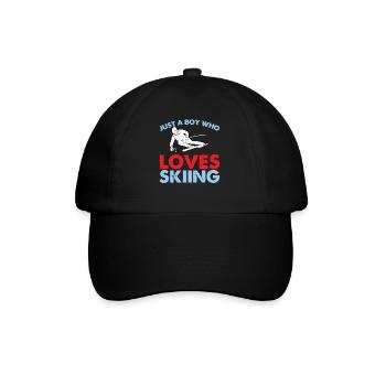 Nur Ein Junge Der Skifahren Liebt - Skifahrer - Baseballkappe - Schwarz/Schwarz - Vorne