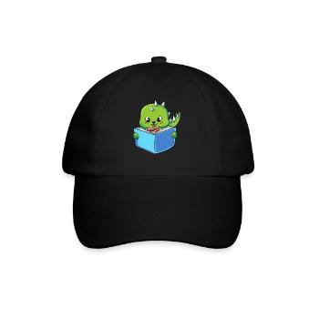 Dinosaur reading a book - Baseball Cap - black/black - Front