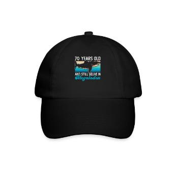 70 years old and still believe in megalodons - Baseball Cap - black/black - Front