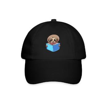 Sloth Reading Book - Baseball Cap - black/black - Front