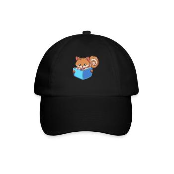 Eichhörnchen Lesebuch - Baseballkappe - Schwarz/Schwarz - Vorne