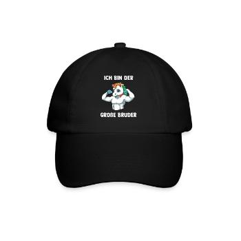 Einhorn Bruder Großer Bruder - Ich bin der Große - Baseballkappe - Schwarz/Schwarz - Vorne