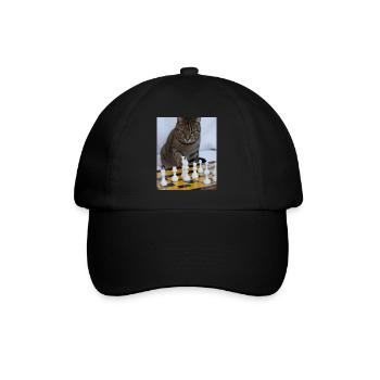 Cat plays chess - Baseball Cap - black/black - Front