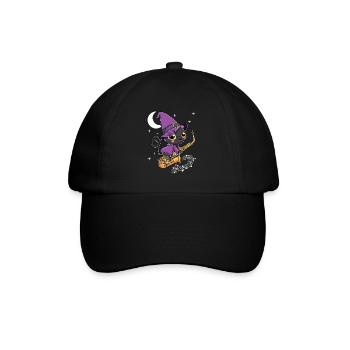 Saxophon Halloween Hexe Kawaii Scary Schwarze - Baseballkappe - Schwarz/Schwarz - Vorne