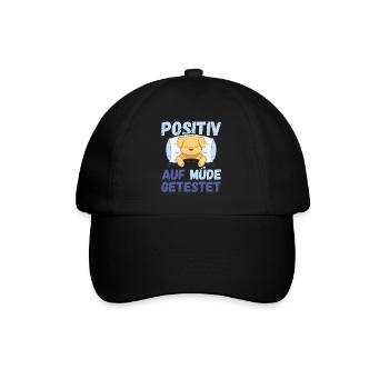 Positiv auf Müde getestet Hund Fun - Baseballkappe - Schwarz/Schwarz - Vorne