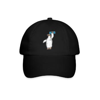 Pinguin Bodybuilder Hantel Bodybuilding - Baseballkappe - Schwarz/Schwarz - Vorne