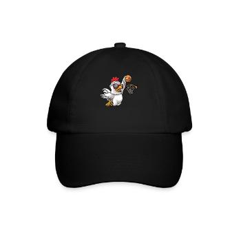 Huhn Spielt Basketball Spieler Spiel Lustig Hühner - Baseballkappe - Schwarz/Schwarz - Vorne