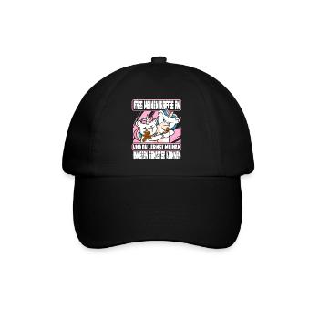 Lustig Einhorn Kaffee Kaffeetrinker Sarkastisch - Baseballkappe - Schwarz/Schwarz - Vorne