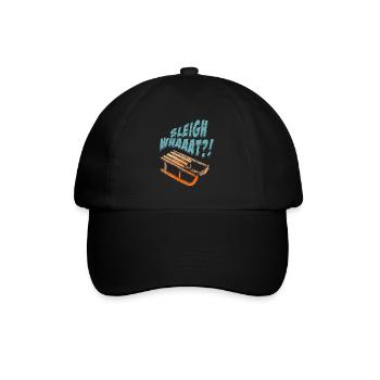 Sleigh Whaaat?! Funny Sledding Designs T-Shirt - Baseballkappe - Schwarz/Schwarz - Vorne