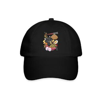 Kawaii Black Cat Ramen Noodles Anime Lovers - Baseball Cap - black/black - Front
