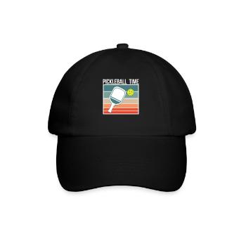 Pickleball Time Geschenk Vintage Retro - Baseballkappe - Schwarz/Schwarz - Vorne