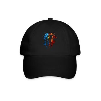 Fire Tuba Burning Musical Instrument Flames - Baseball Cap - black/black - Front