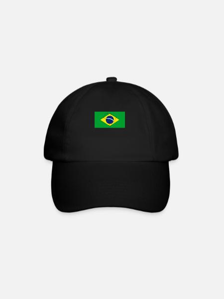 Brasilien Flagge - Baseballkappe - Schwarz/Schwarz