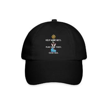 Help More Bees Plant More Trees Clean Seas - Baseball Cap - black/black - Front