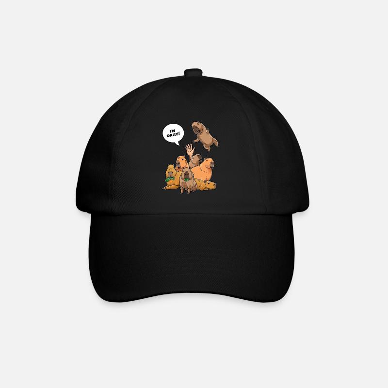 Capybara Funny Rodent Capybara Capybara - Baseball Cap - black/black