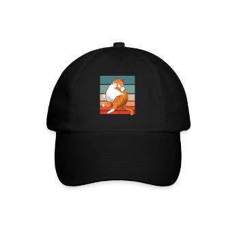 Retro-Meme Der Chonk-Katze Vintage Katzen - Baseballkappe - Schwarz/Schwarz - Vorne