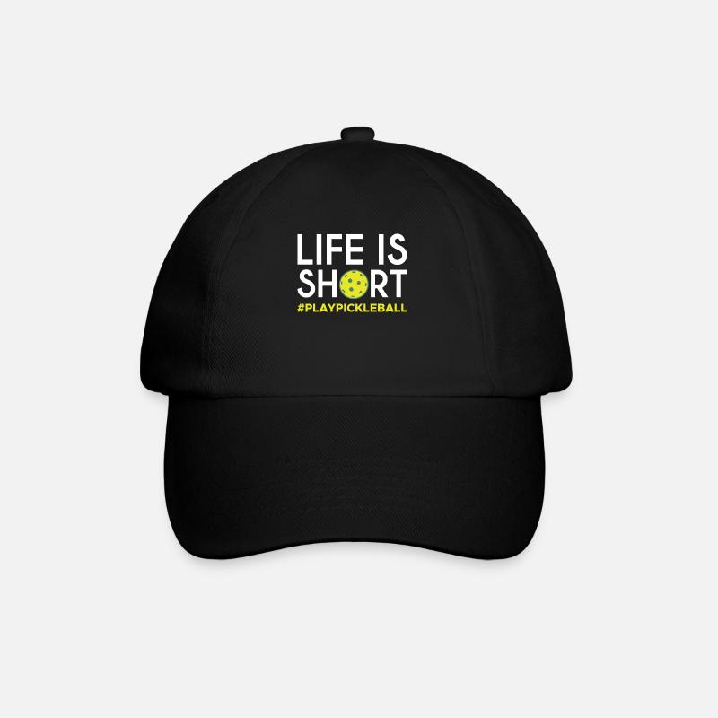 Life Is Short Pickleball Shirt Geschenk - Baseballkappe - Schwarz/Schwarz