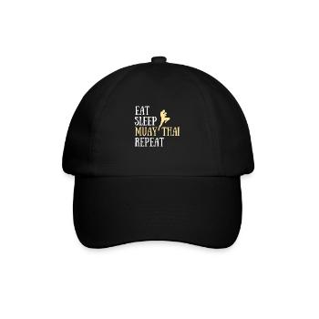 eat sleep muay thai humor martial arts geschenk - Baseballkappe - Schwarz/Schwarz - Vorne