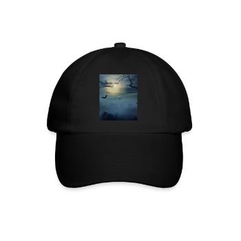 Goth Ästhetik Vollmond Und Fledermäuse - Baseballkappe - Schwarz/Schwarz - Vorne