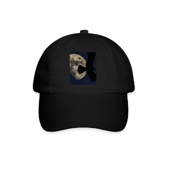 Nachthimmel Mit Vollmond Schatten Eines Raubvogels - Baseballkappe - Schwarz/Schwarz - Vorne