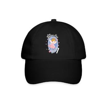 Endlich 7 Jahre Mädchen Geburtstagshirt Zauberfee - Baseballkappe - Schwarz/Schwarz - Vorne
