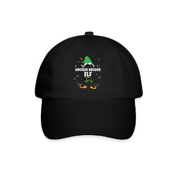 Großer Bruder Elf Partnerlook Weihnachten - Baseballkappe - Schwarz/Schwarz - Vorne