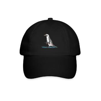 Pinguin Skifahrer Ski - Baseballkappe - Schwarz/Schwarz - Vorne