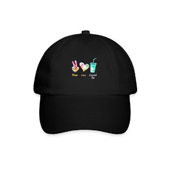 Friede Liebe Tee - Baseballkappe - Schwarz/Schwarz - Vorne