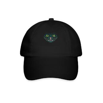 Grinse Katze - Baseballkappe - Schwarz/Schwarz - Vorne