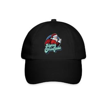Frohe Weihnachten Weihnachtsmann Daumen hoch Weihnachtsgeschenk - Baseballkappe - Schwarz/Schwarz - Vorne