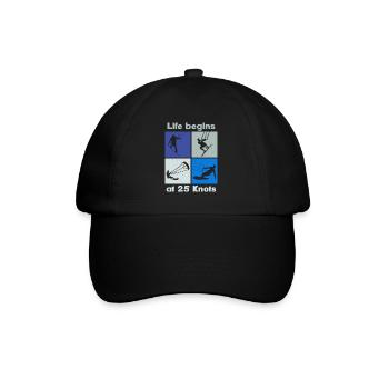 Life begins at 25 Knots, Lifestyle Vintage Design - Baseball Cap - black/black - Front